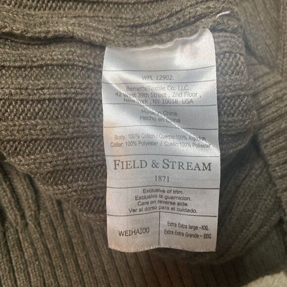 Field & Stream Mens Sz XXL 1/4 Zip Sweater Pullover Jacket Brown Hunting Camping - Picture 4 of 4